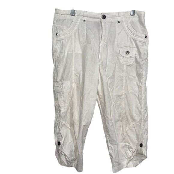 Style & Co. Womens White Cotton Blend Capri Pants Size 10 - Picture 1 of 7